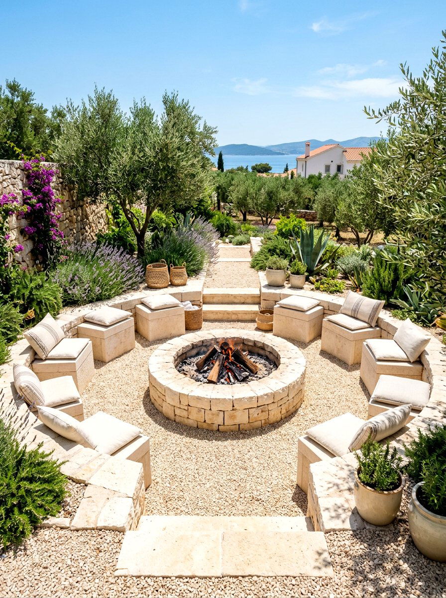 Limestone Sunken Fire Pit - 30 sunken fire pit ideas