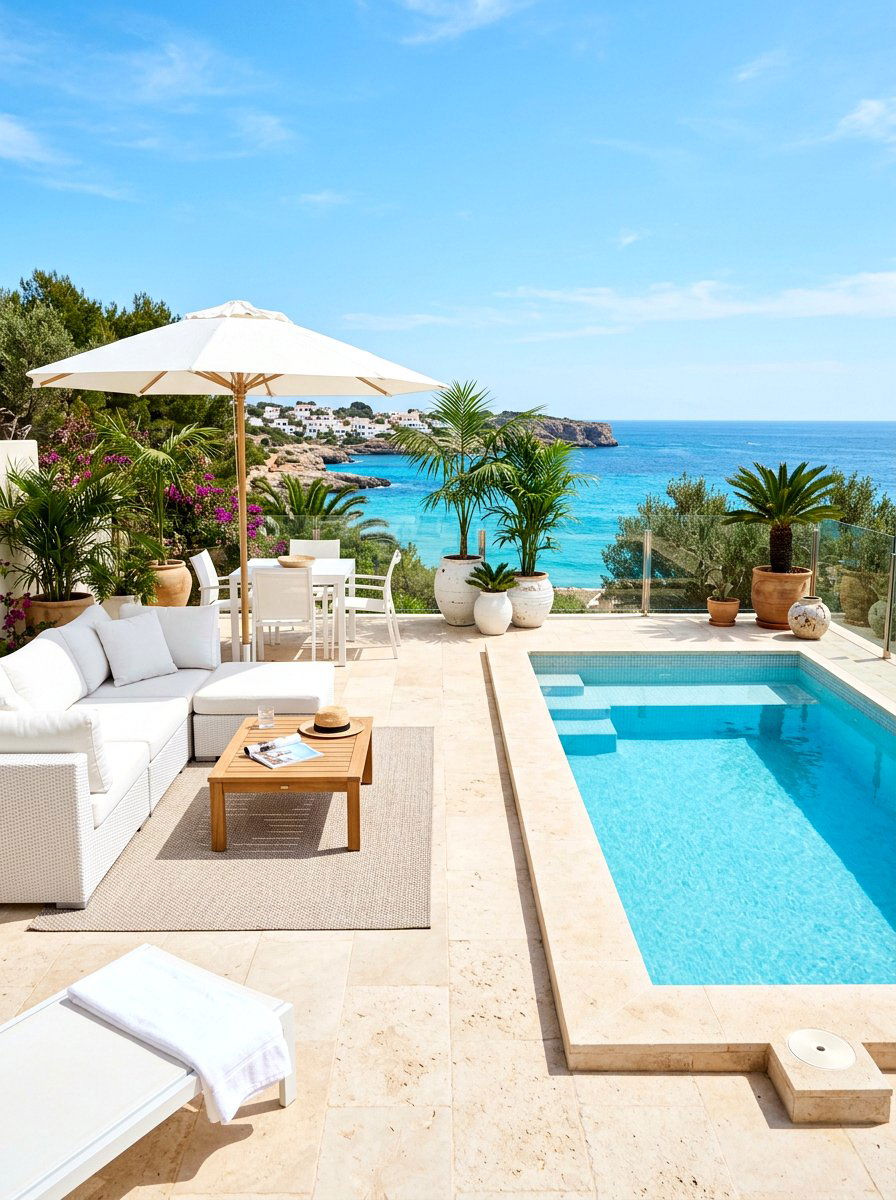 Limestone Tile Pool Surround - 30 plunge pool patio ideas