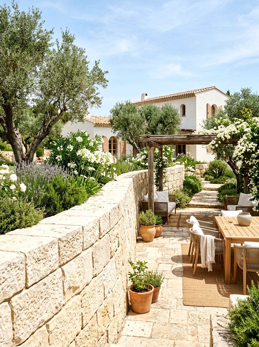 Limestone block wall - 30 sloped backyard retaining wall ideas
