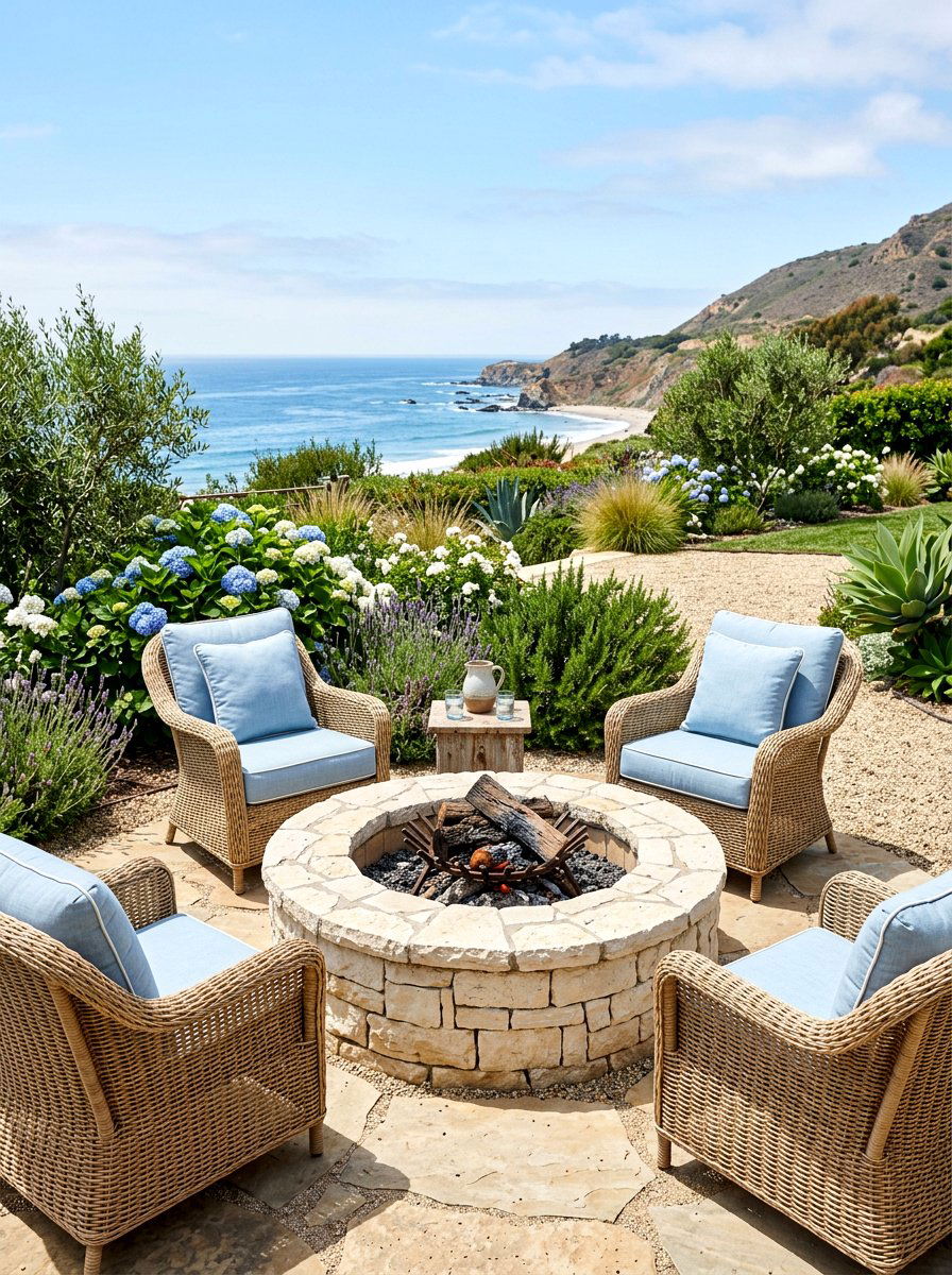 Limestone fire pit - 30 round fire pit ideas