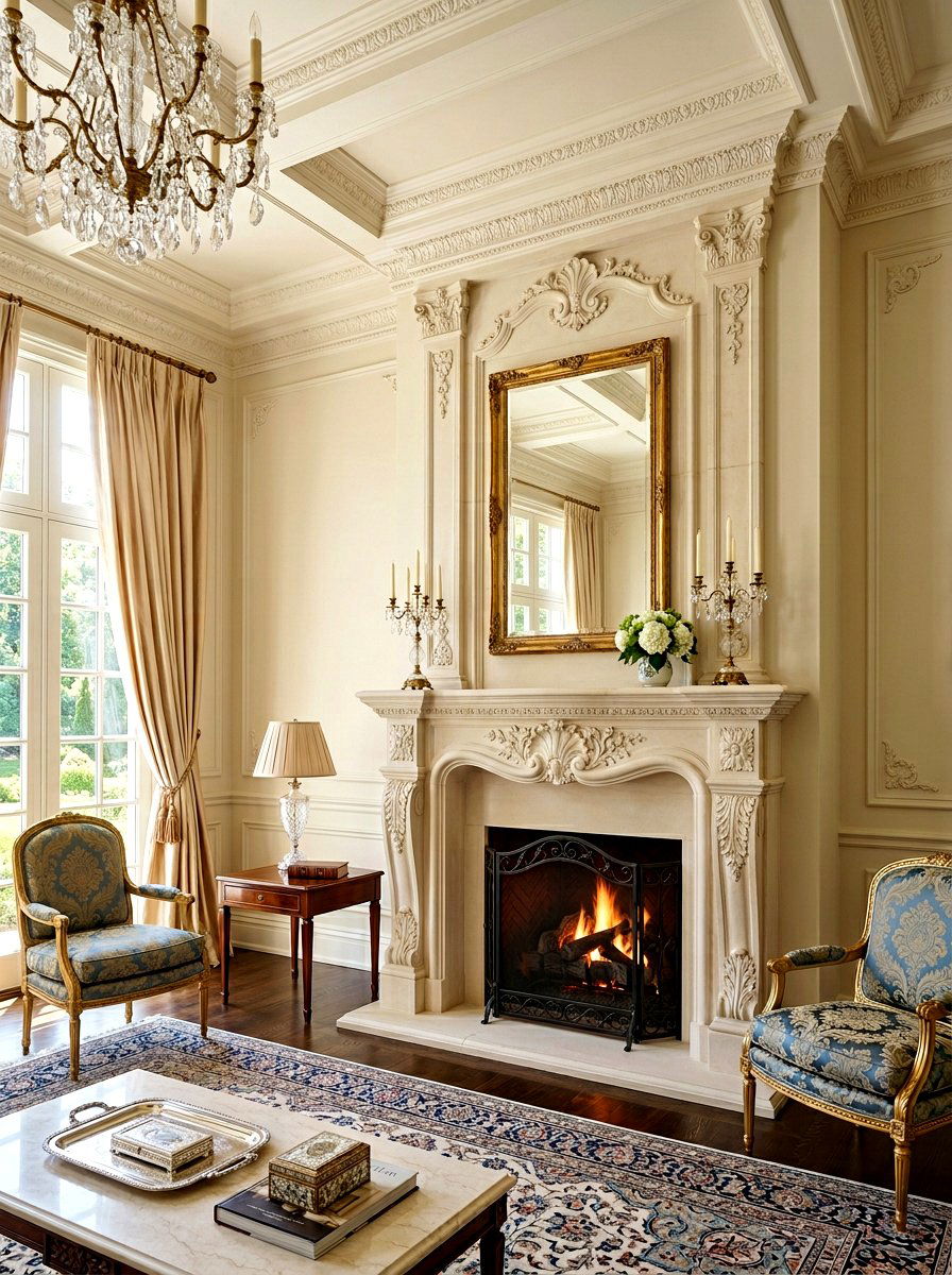 Limestone fireplace - 30 living room fireplace ideas