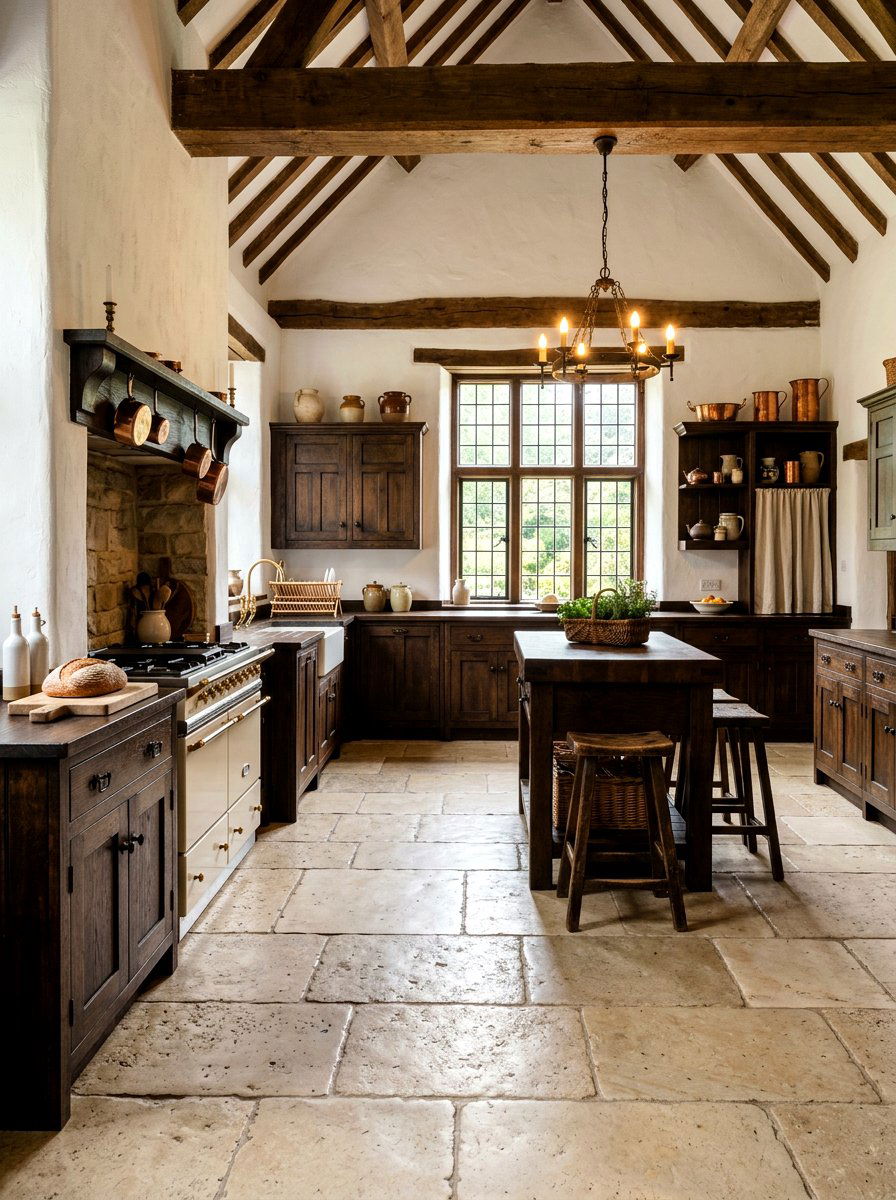 Limestone floor kitchen - 30 rustic European kitchen ideas