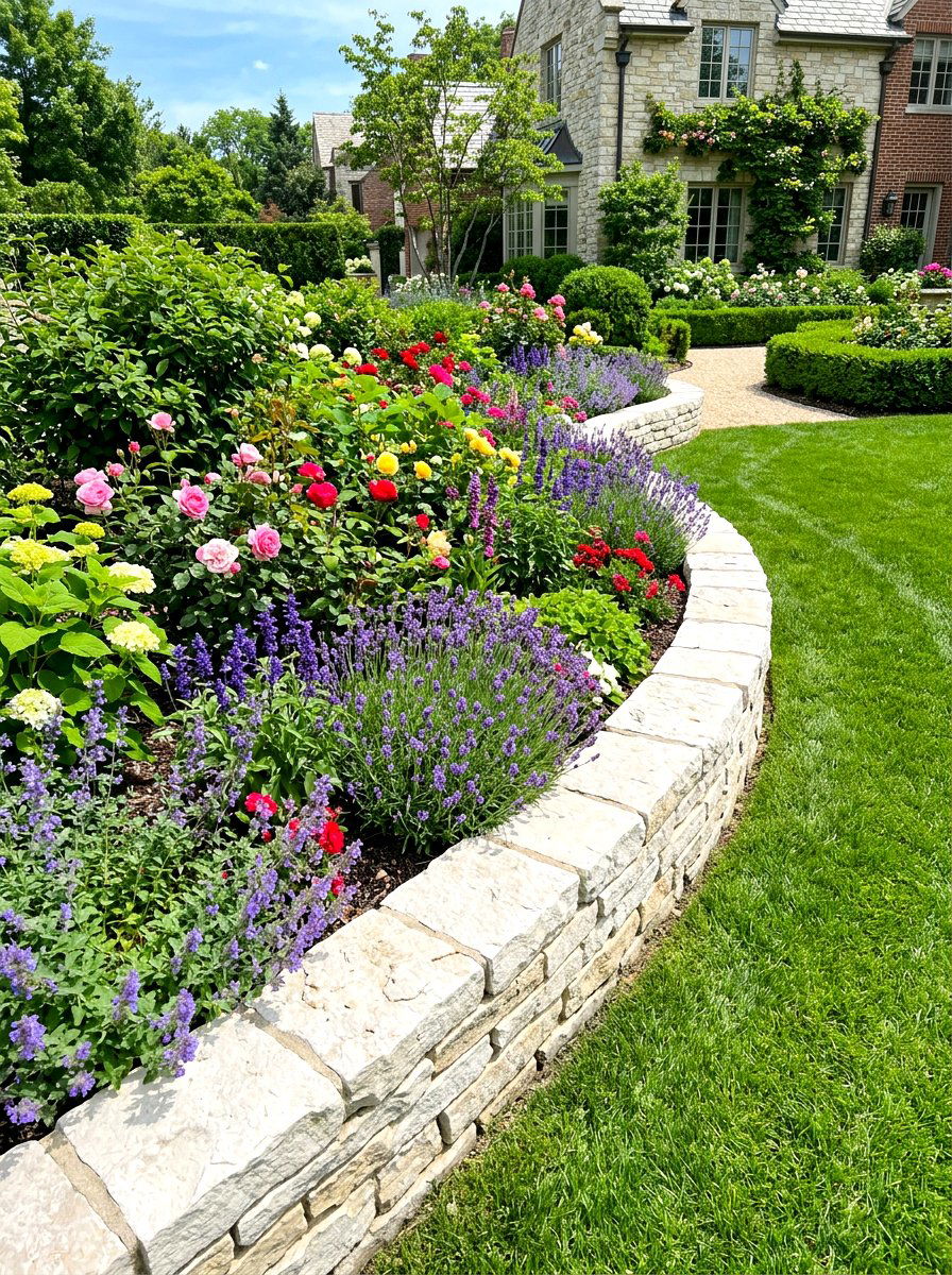 Limestone garden edge - 30 garden edging ideas