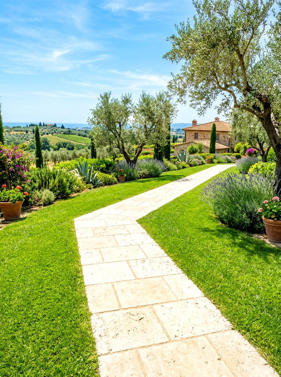 Limestone garden walkway - 30 stepping stones through grass ideas