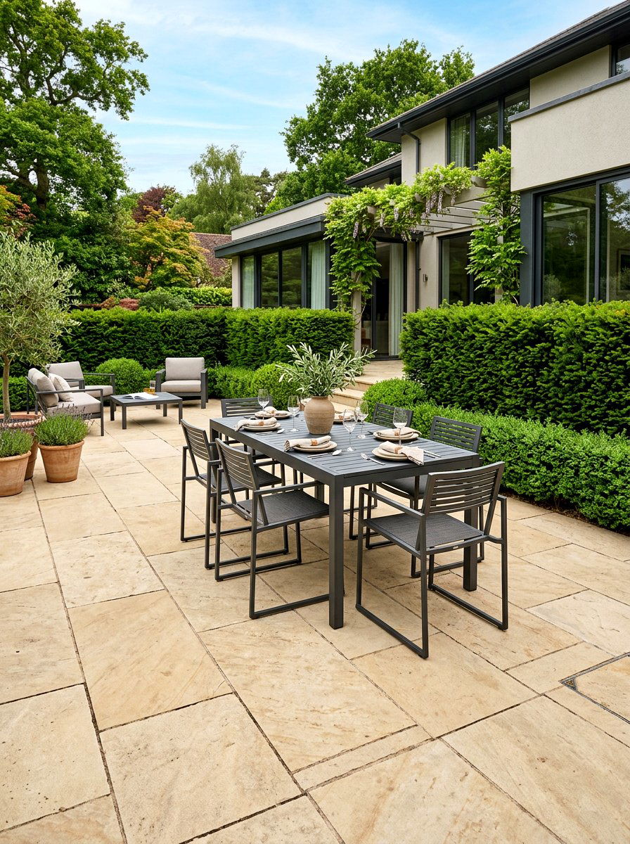 Limestone paver patio - 30 warm minimalist patio ideas