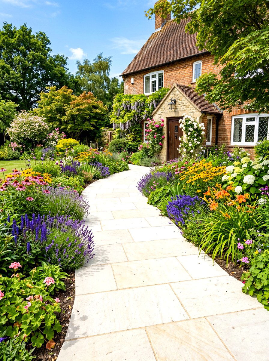 Limestone slab path - 30 front yard pathway ideas