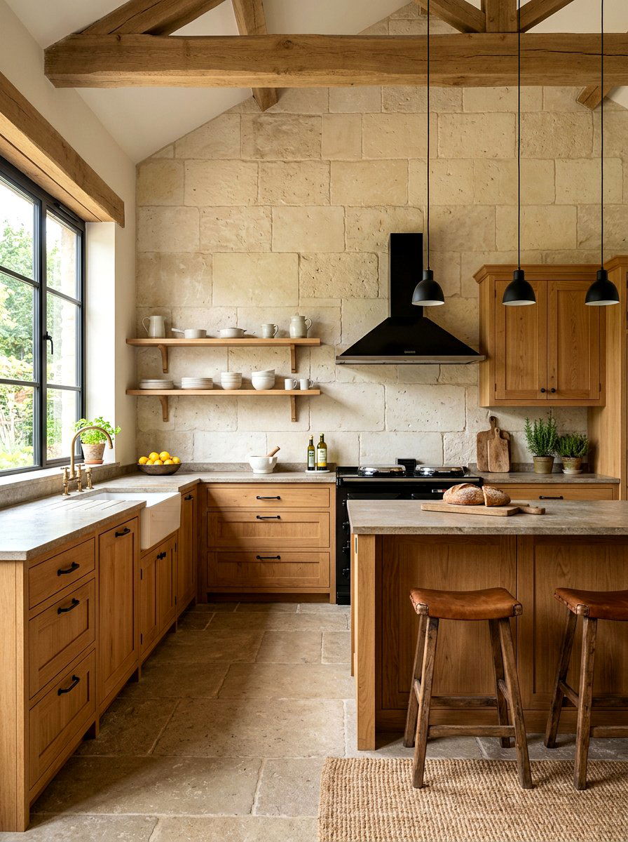 Limestone wall kitchen - 30 full height backsplash ideas