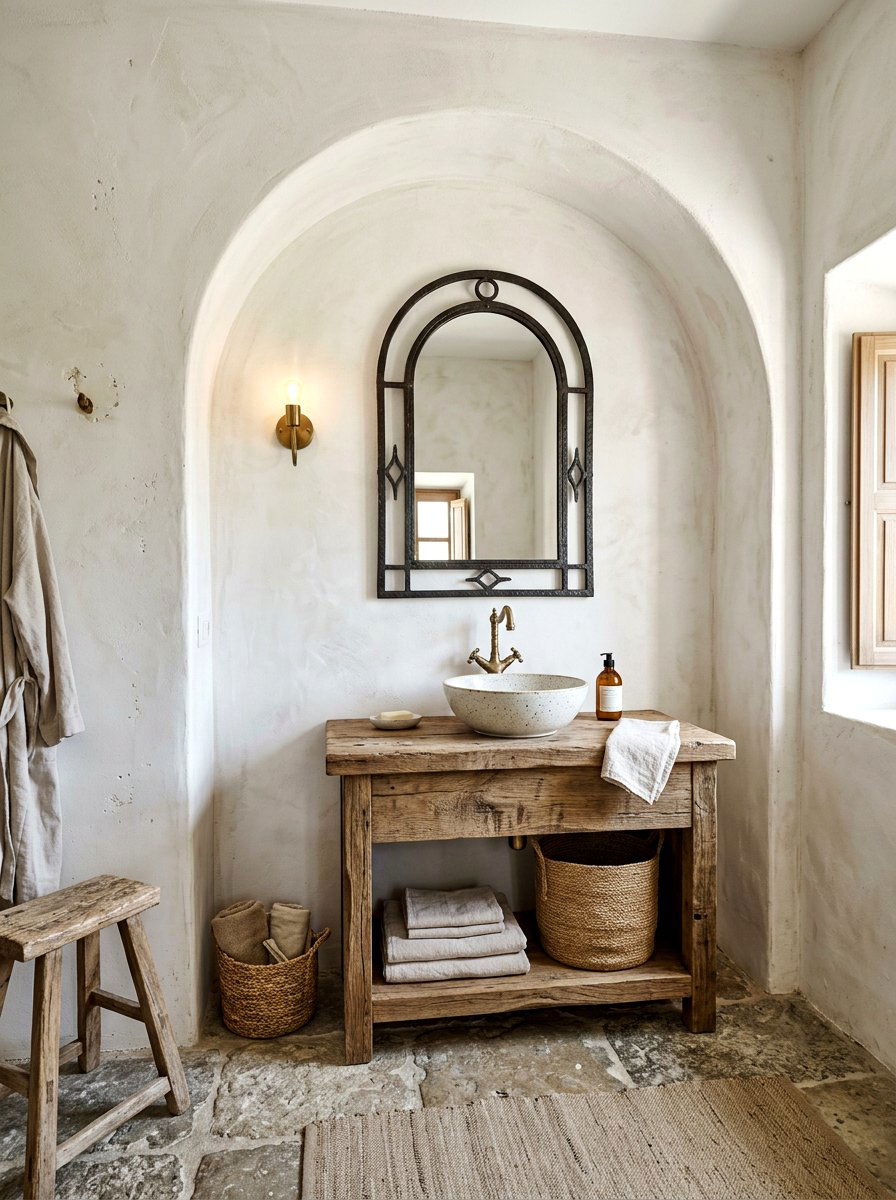 Limewash Arched Niche Wall - 30 arched vanity niche ideas