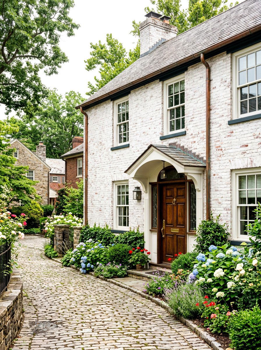 Limewash Brick Exterior - 30 soft white exterior ideas