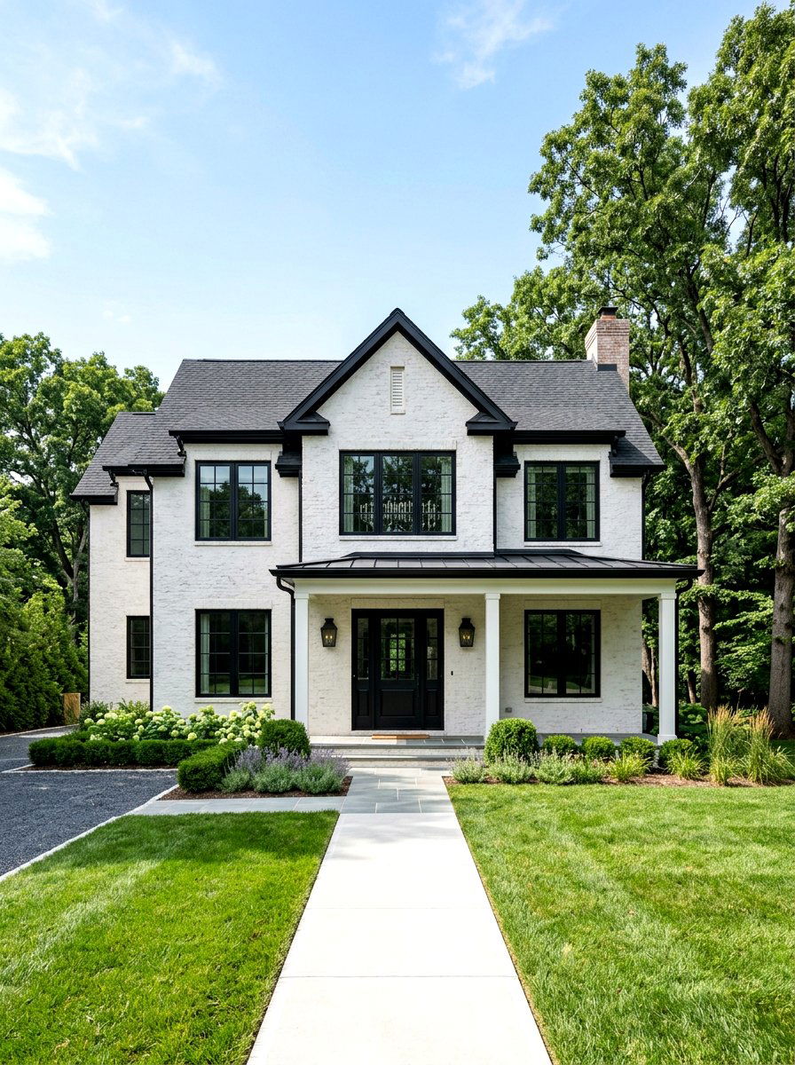 Limewash Brick With Black Trim - 30 limewashed brick exterior ideas