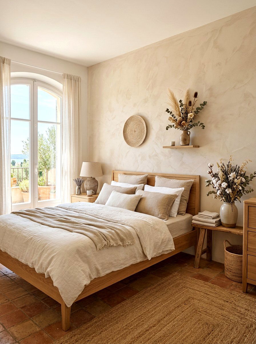 Limewash Paint Wall - 30 bedroom accent wall ideas