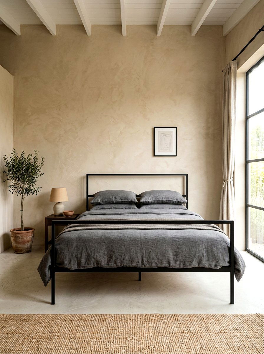 Limewash Wall Minimalist Bedroom - 30 earthy minimalist bedroom ideas