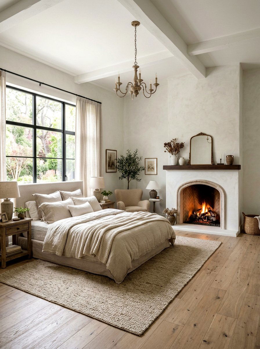 Limewash fireplace in master bedroom - 30 limewash fireplace ideas