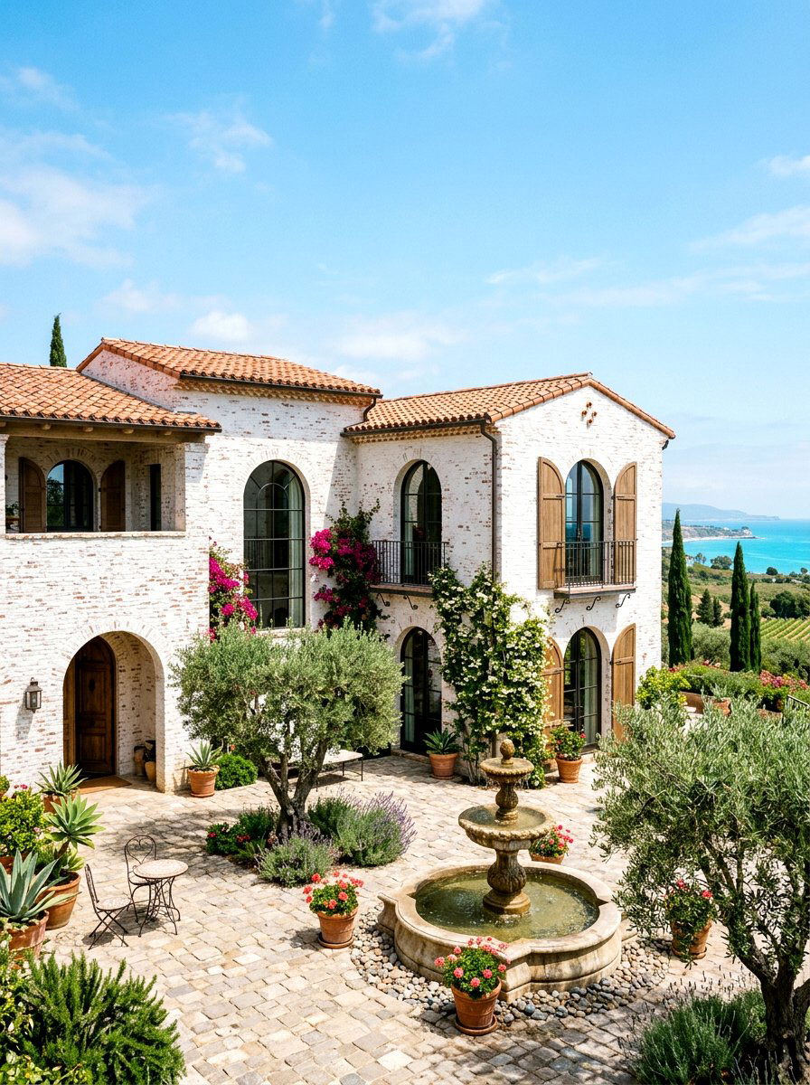 Limewashed Brick With Arched Windows - 30 limewashed brick exterior ideas