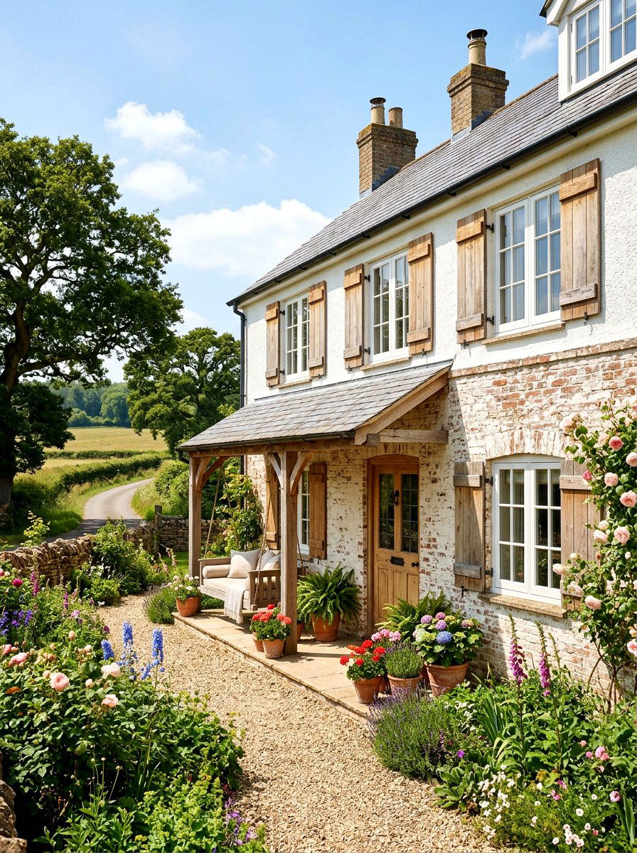 Limewashed Brick With Wood Shutters - 30 limewashed brick exterior ideas