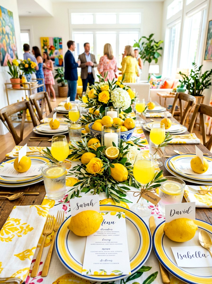 Limoncello Glass Markers - 30 lemon and olive summer tablescape ideas