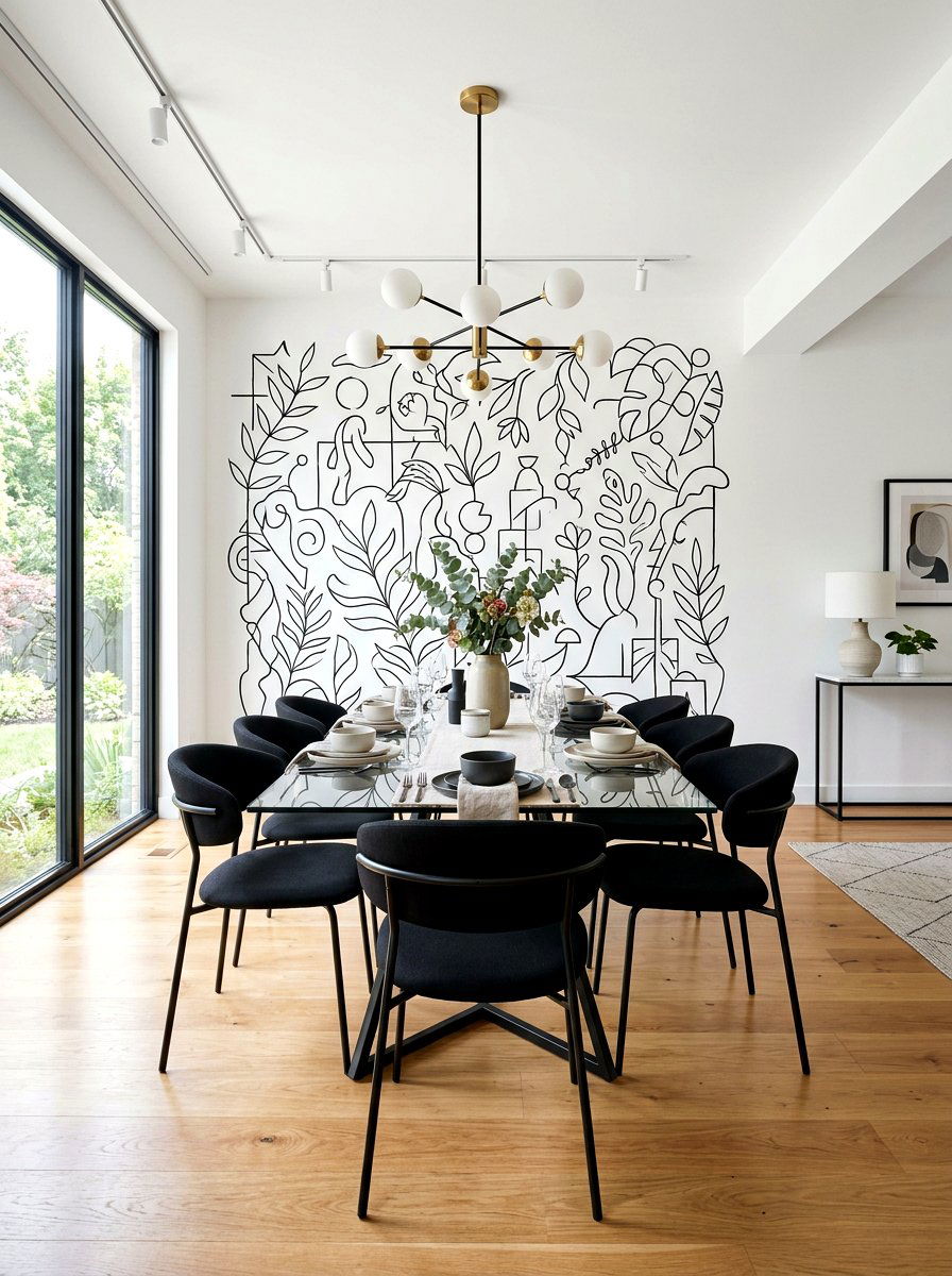 Line Art Mural - 30 peel and stick mural ideas