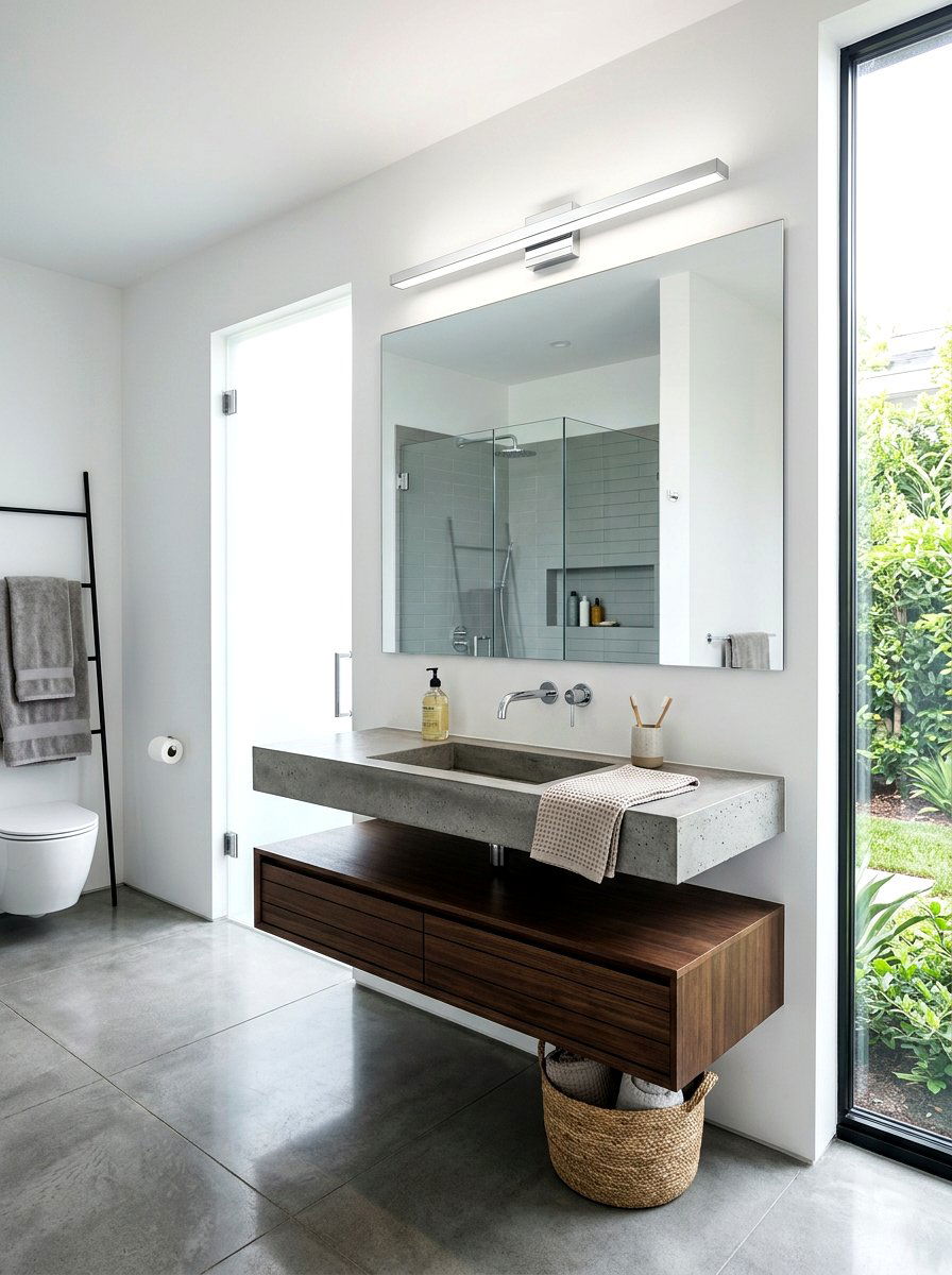 Linear Chrome LED Vanity Bar - 30 chrome bathroom lighting ideas