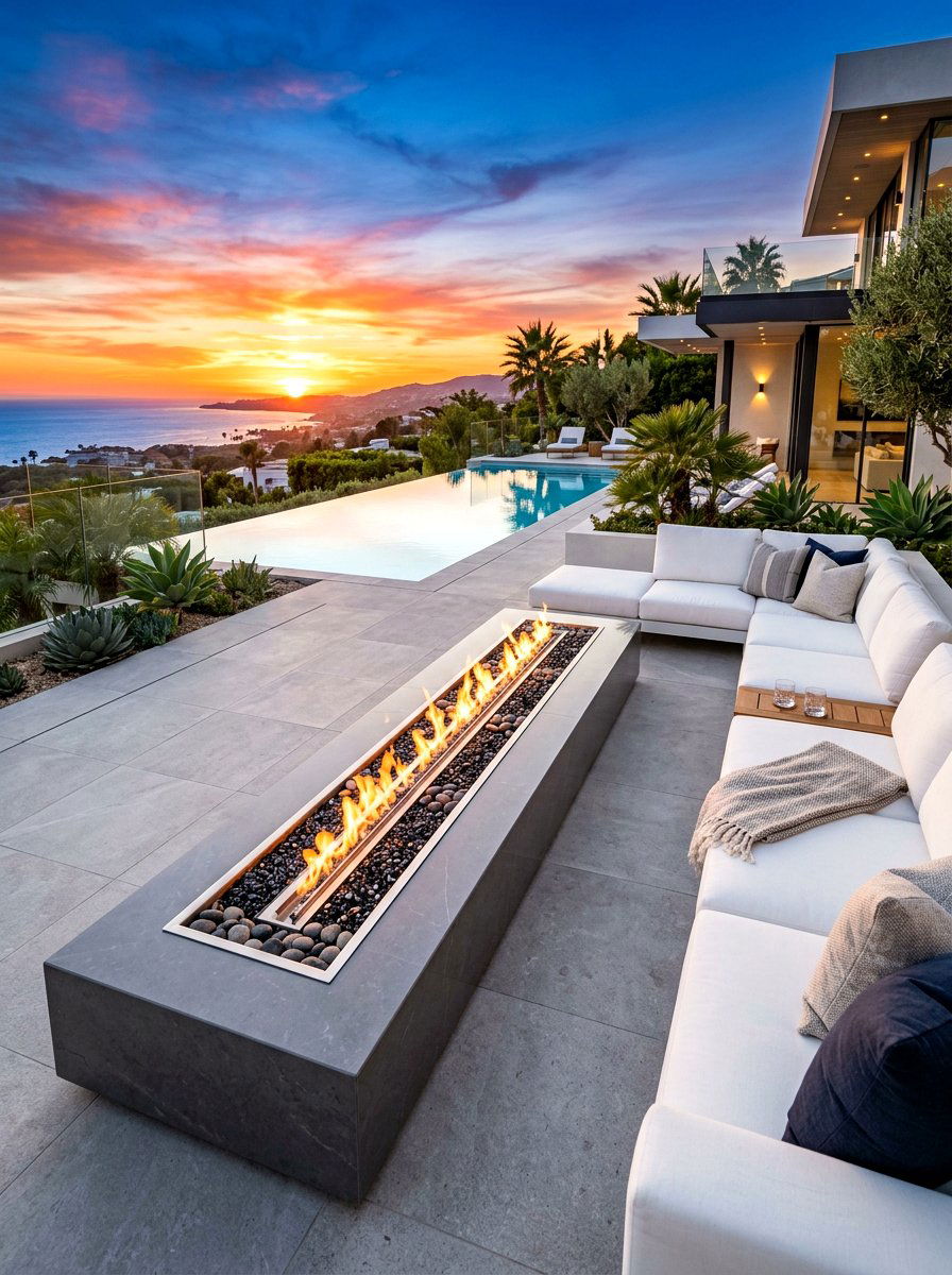 Linear Fire Pit Trough - 30 fire pit patio ideas