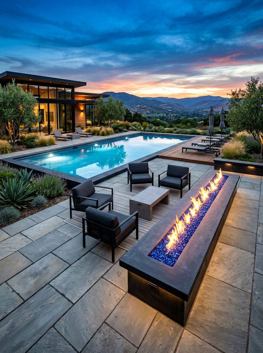 Linear Gas Fire Pit - 30 modern fire pit ideas