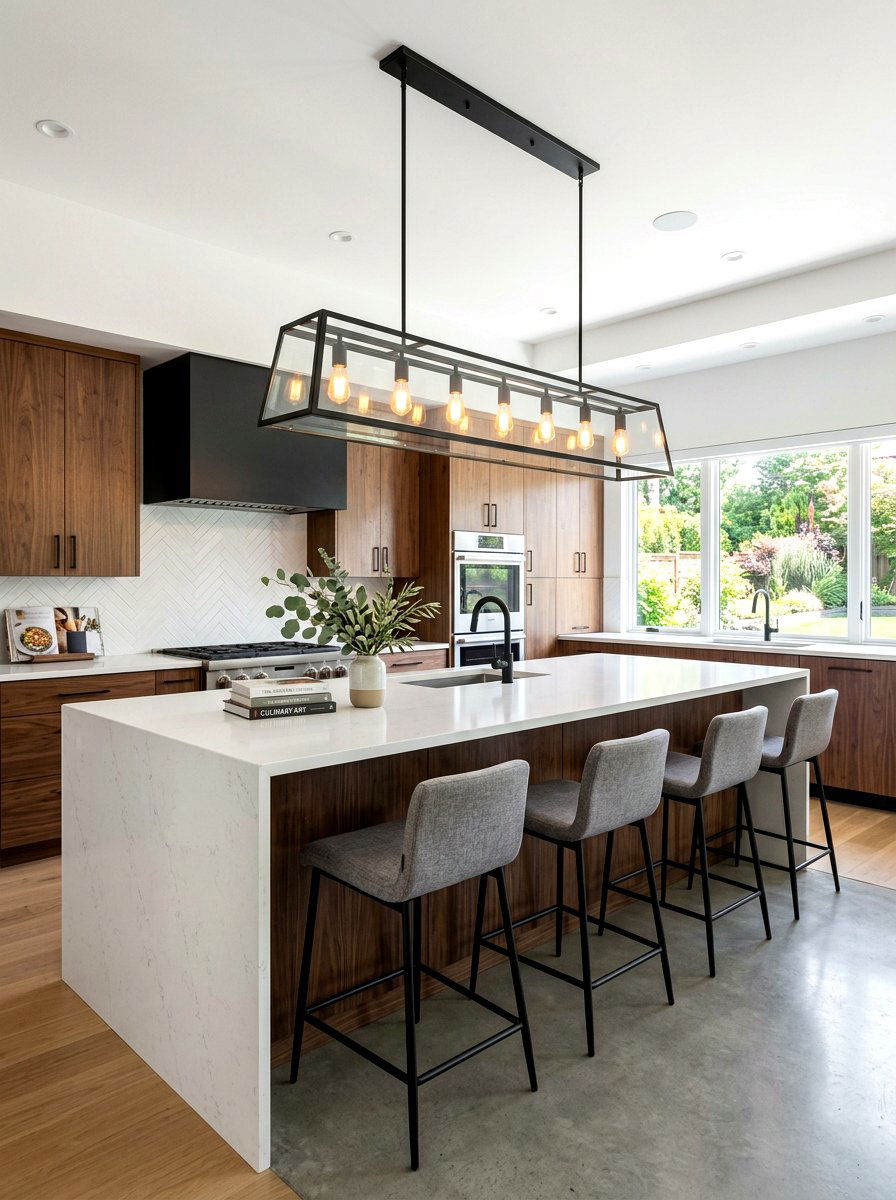 Linear Island Lantern - 30 kitchen lantern lighting ideas
