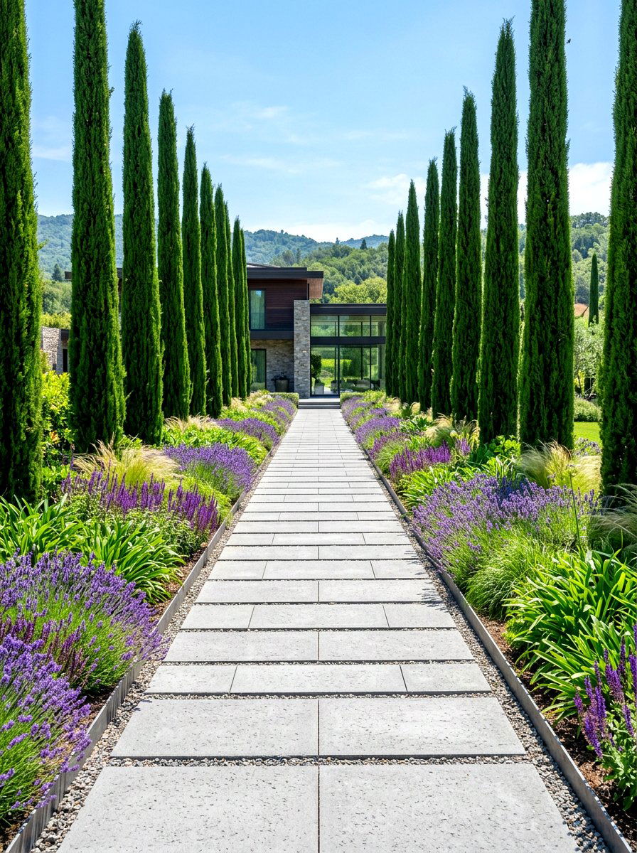 Linear Modern Paver - 30 stepping pad lawn ideas