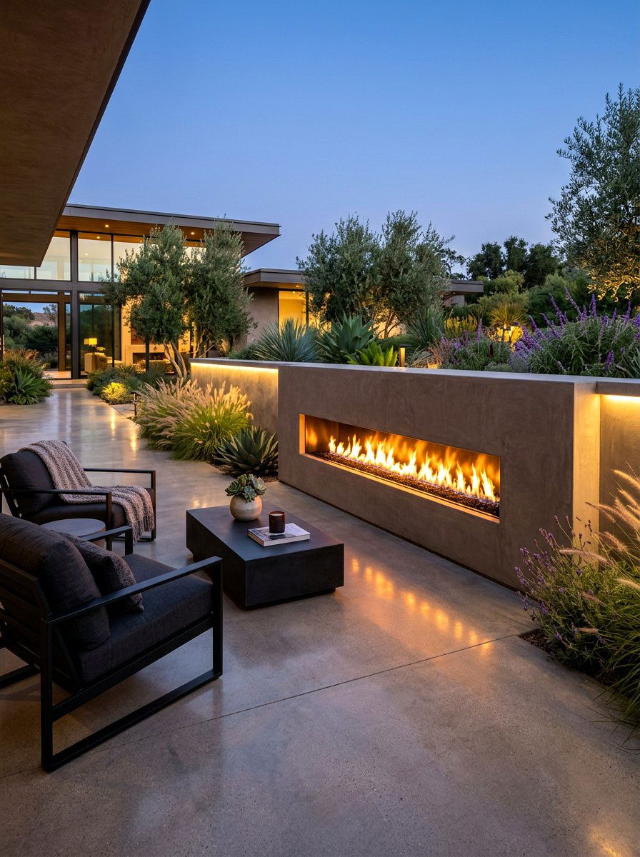 Linear Outdoor Gas Fireplace - 30 gas fire pit ideas