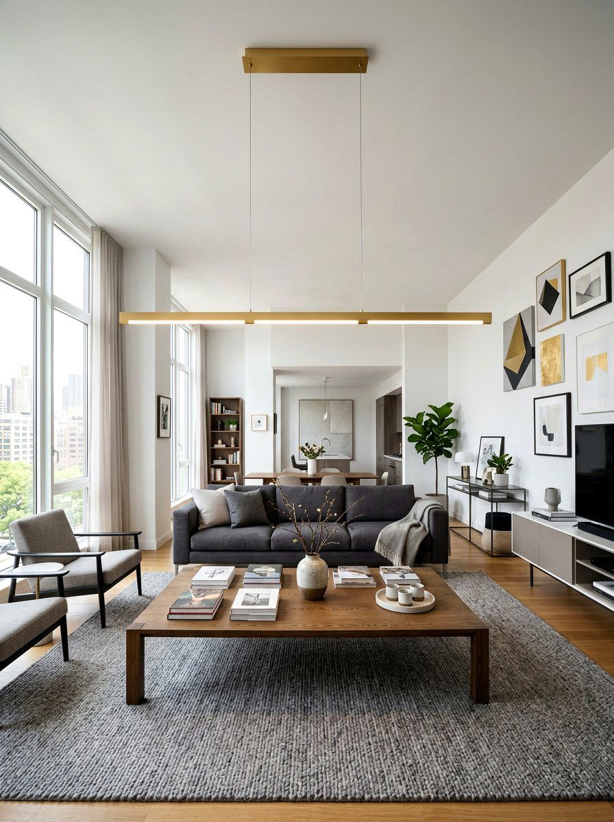 Linear Suspension Light - 30 living room lighting ideas
