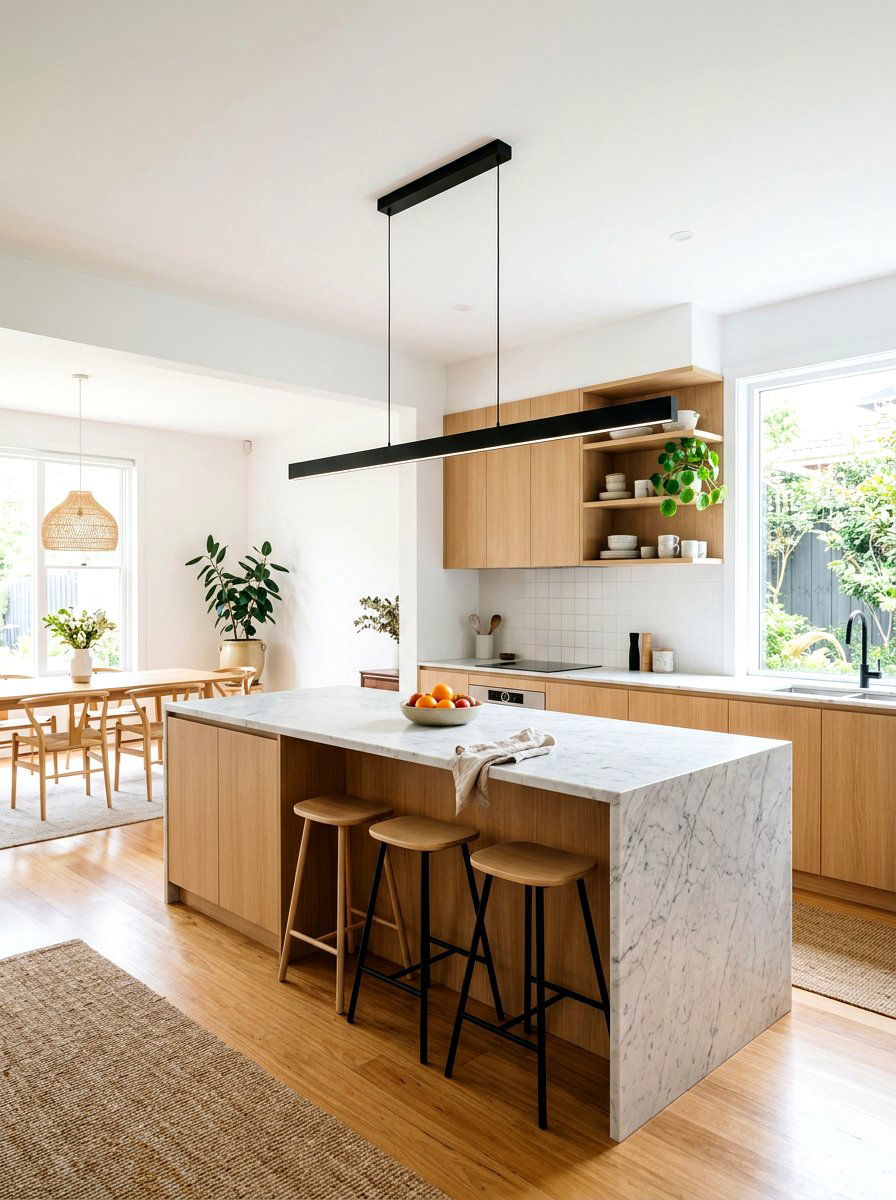 Linear pendant light centering - 30 island pendant spacing ideas