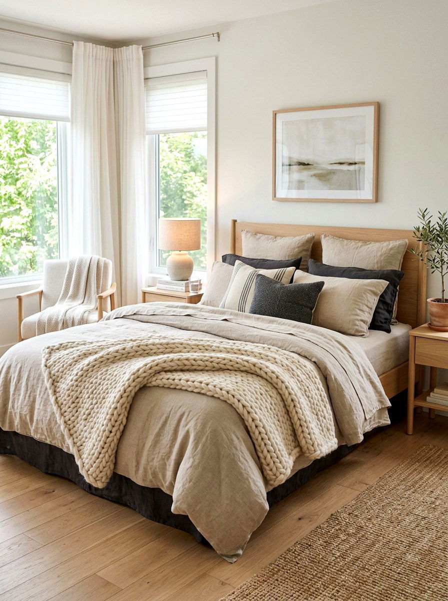 Linen Bedding Set - 30 Japandi bedroom ideas