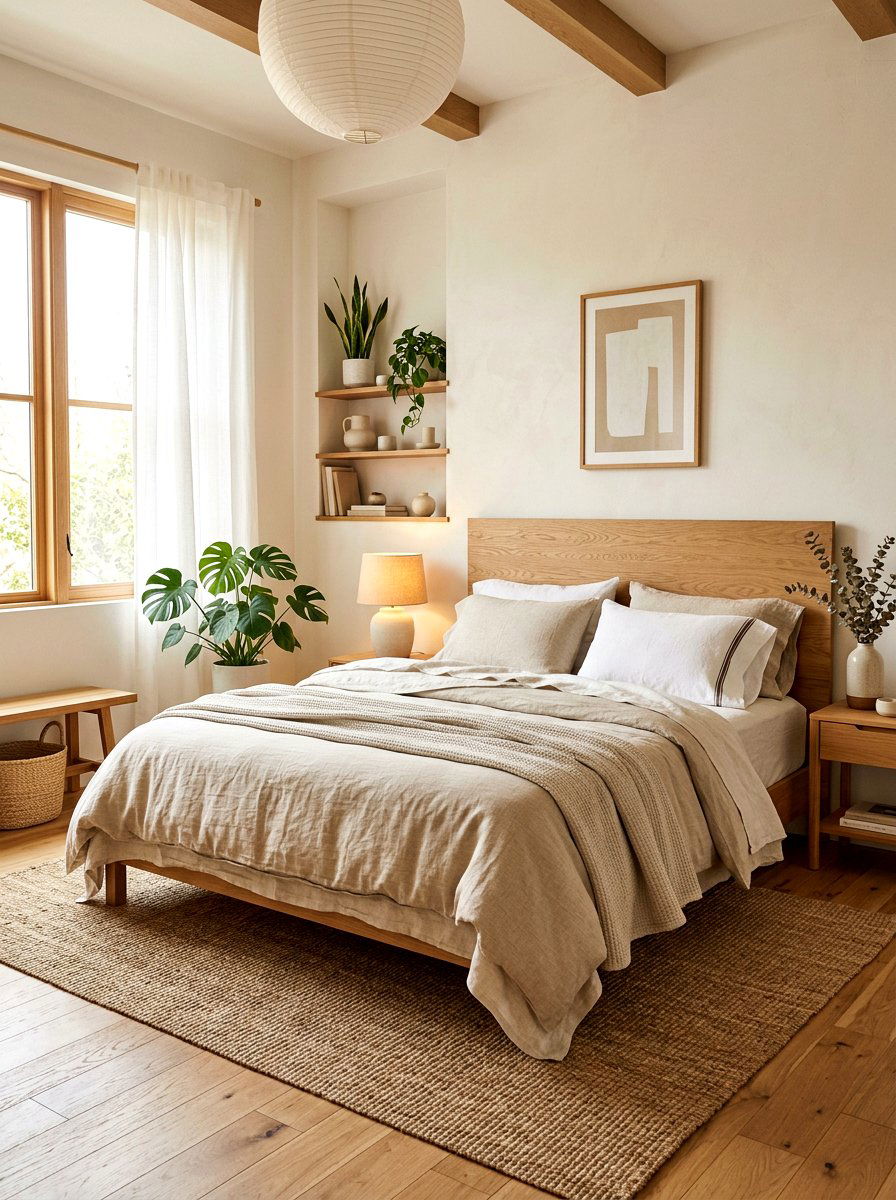 Linen Bedroom Textiles - 30 Japandi decor ideas