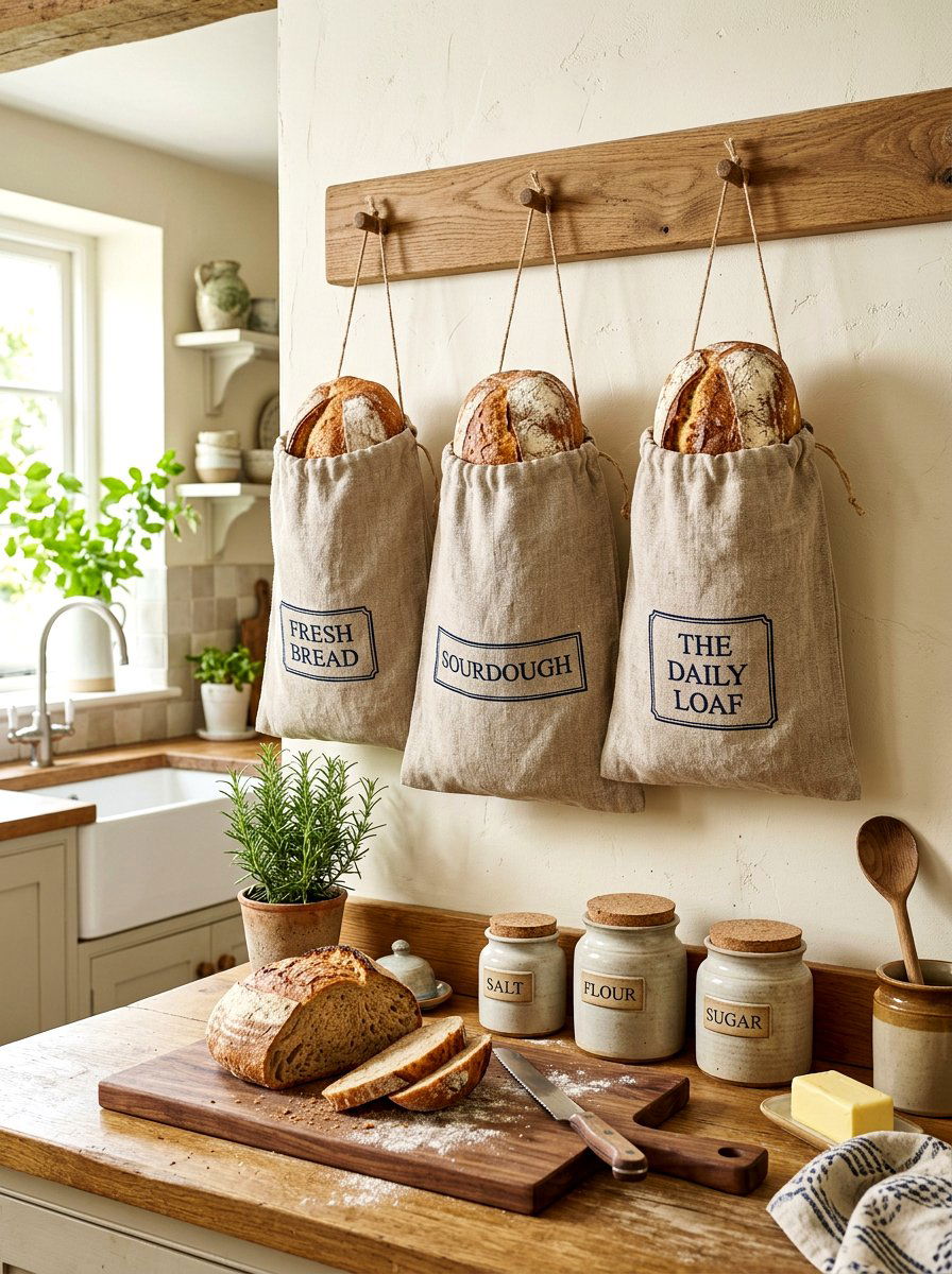 Linen Bread Bag - 30 linen decor ideas