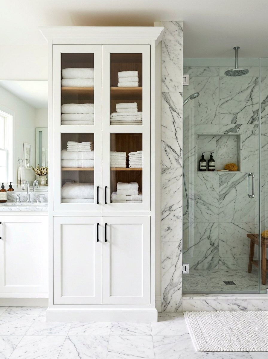 Linen Cabinet Bathroom Storage - 30 Hamptons bathroom ideas