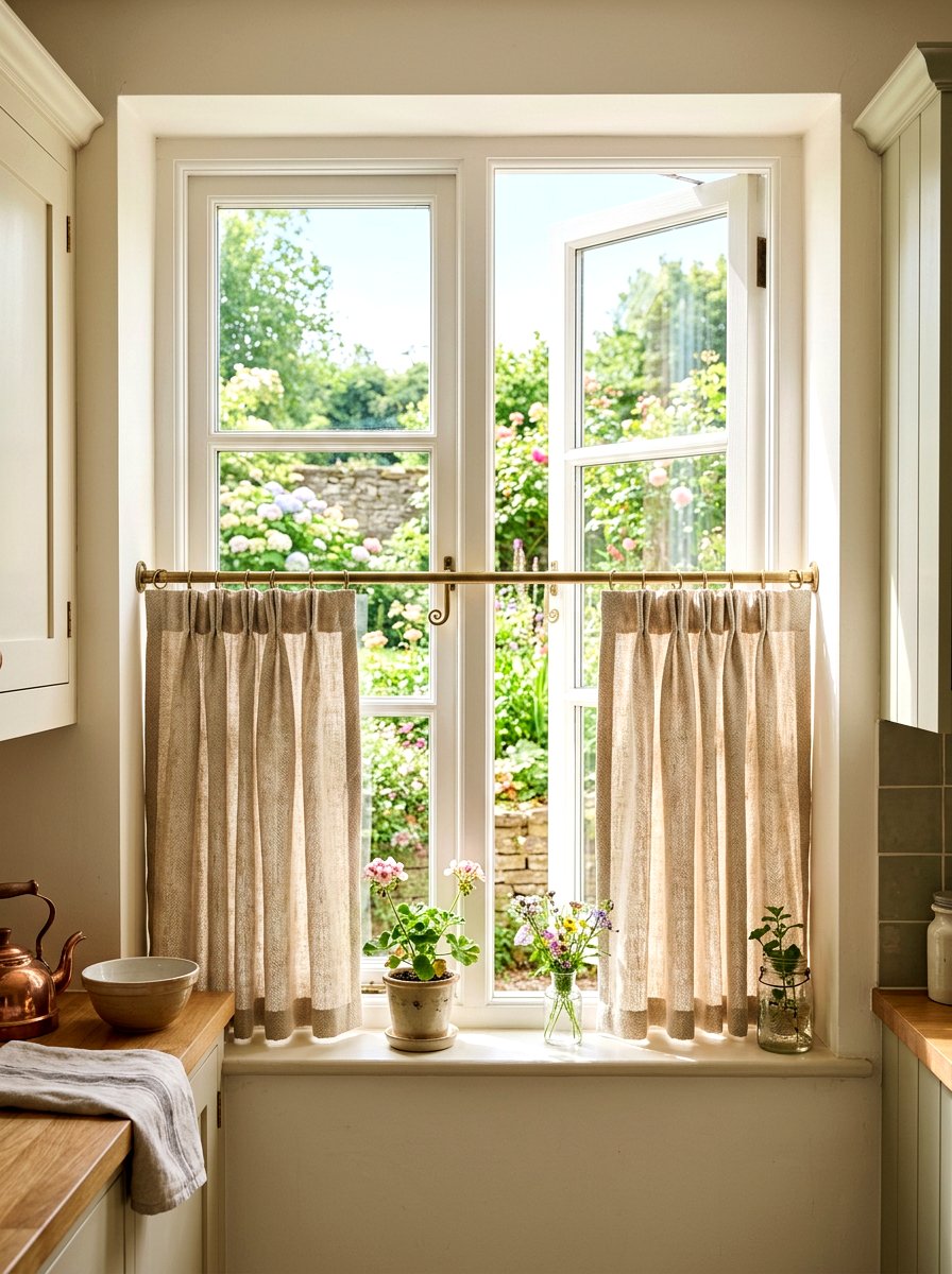 Linen Cafe Curtains - 30 linen decor ideas