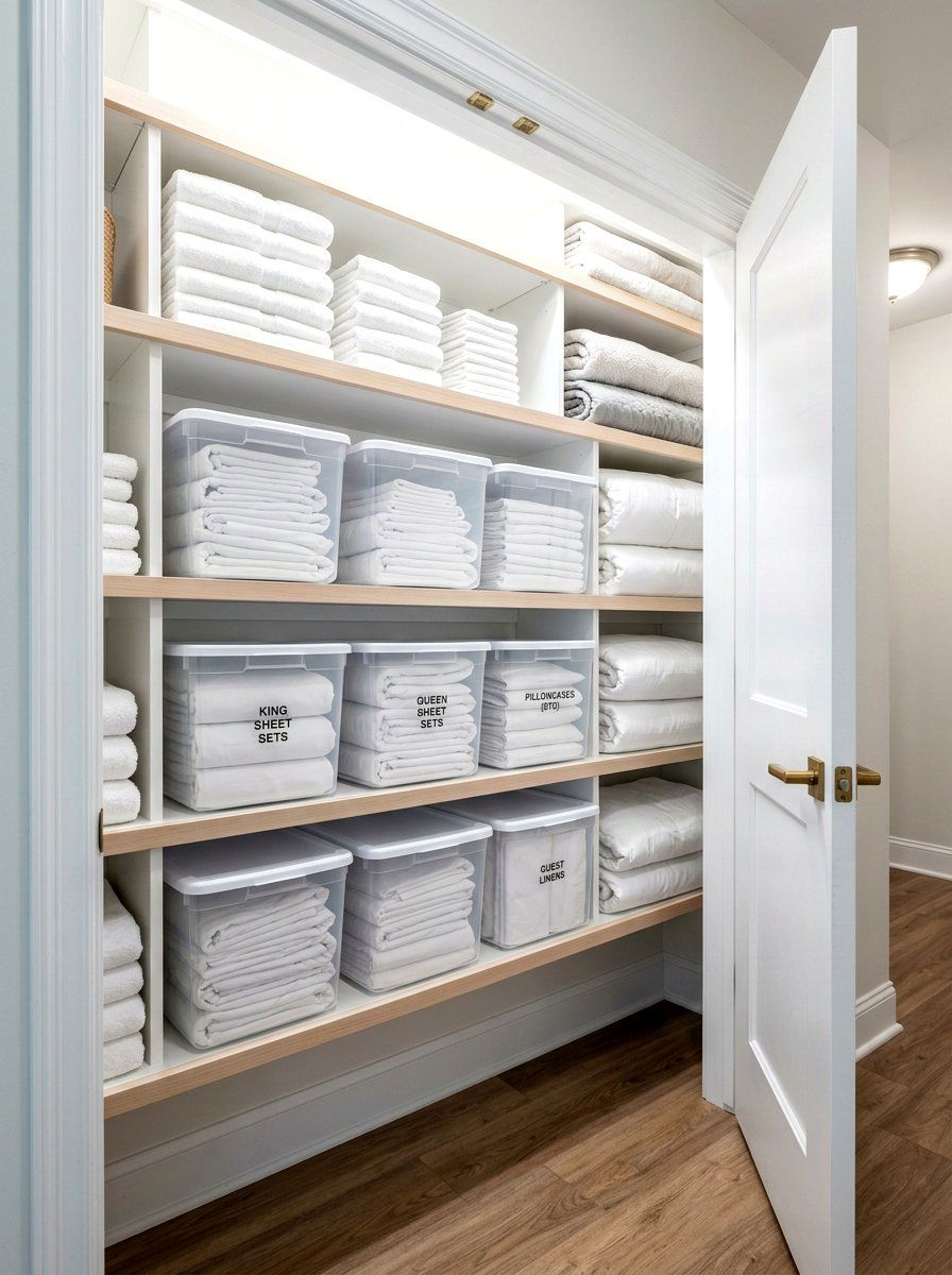 Linen Closet Sheet Sets - 30 clear bin organization ideas
