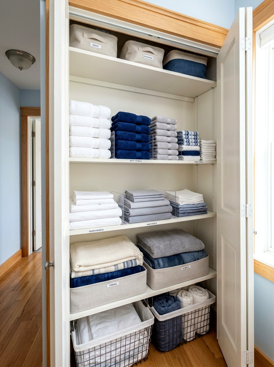 Linen Closet Shelf - 30 towel storage ideas