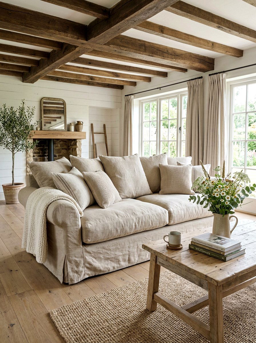 Linen Deep Seat Sofa - 30 deep seat sofa ideas