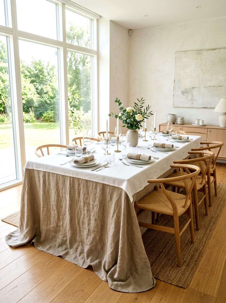 Linen Dining Table Skirt - 30 skirted table ideas