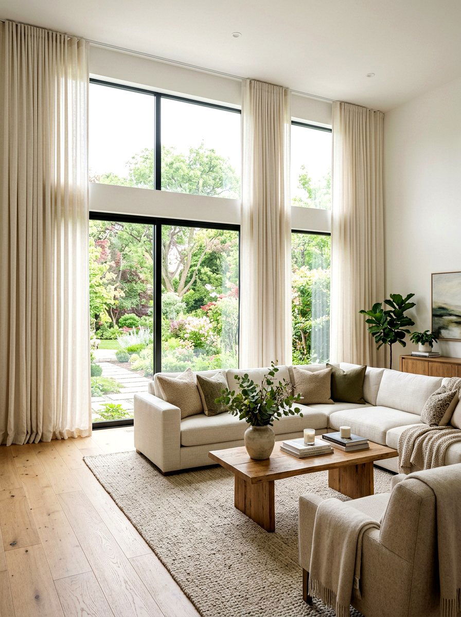 Linen Drapery - 30 old money living room ideas