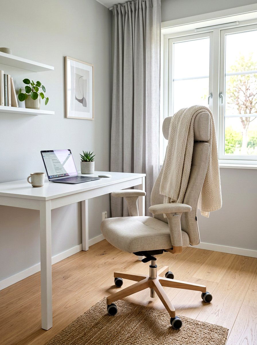 Linen Ergonomic Chair - 30 calming home office ideas