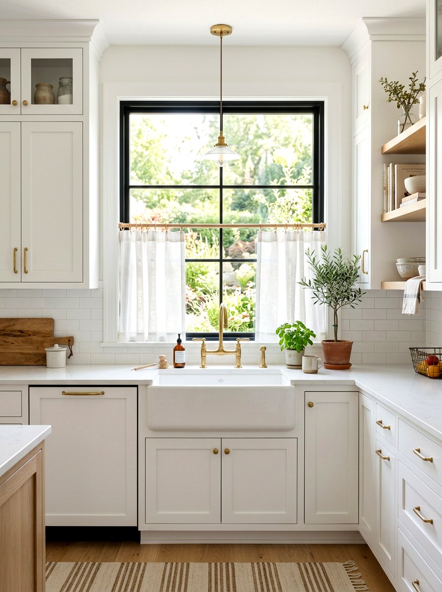 Linen Kitchen Curtain - 30 spring kitchen decor ideas