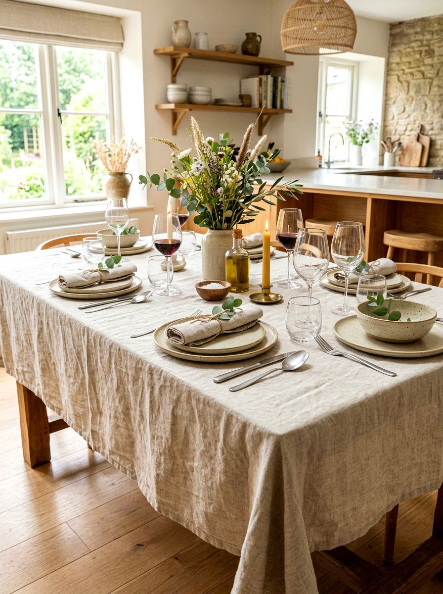 Linen Kitchen Tablecloth - 30 kitchen table decor ideas
