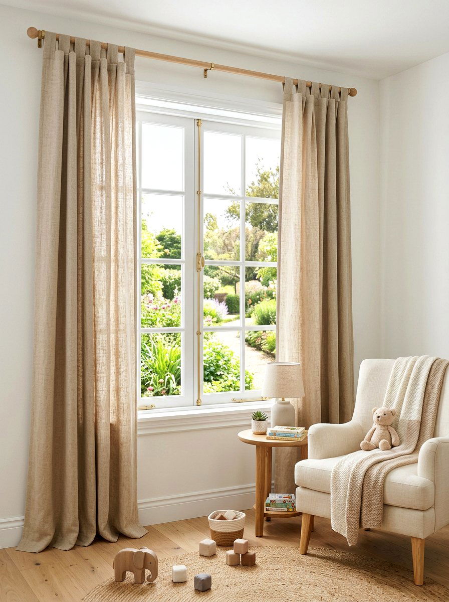 Linen Nursery Curtains - 30 gender neutral heirloom nursery ideas