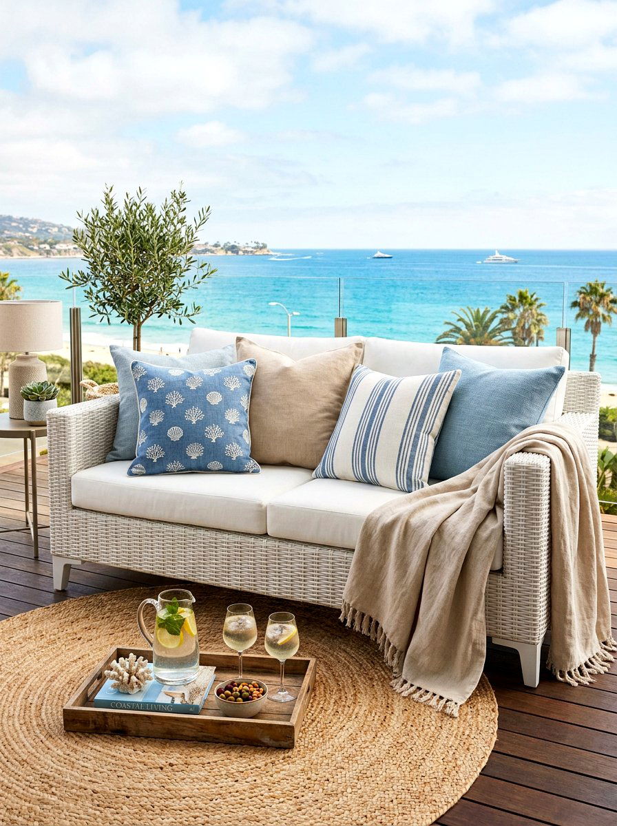 Linen Pillow And Throw Accents - 30 Nancy Meyers patio ideas
