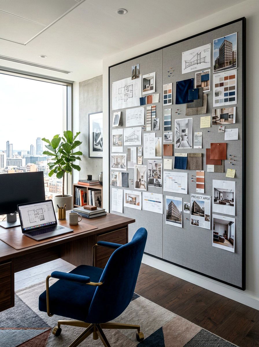 Linen Pin Board Office - 30 message board wall ideas