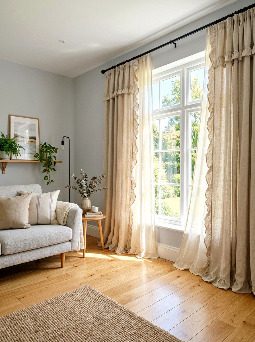 Linen Ruffle Curtains - 30 ruffle decor ideas