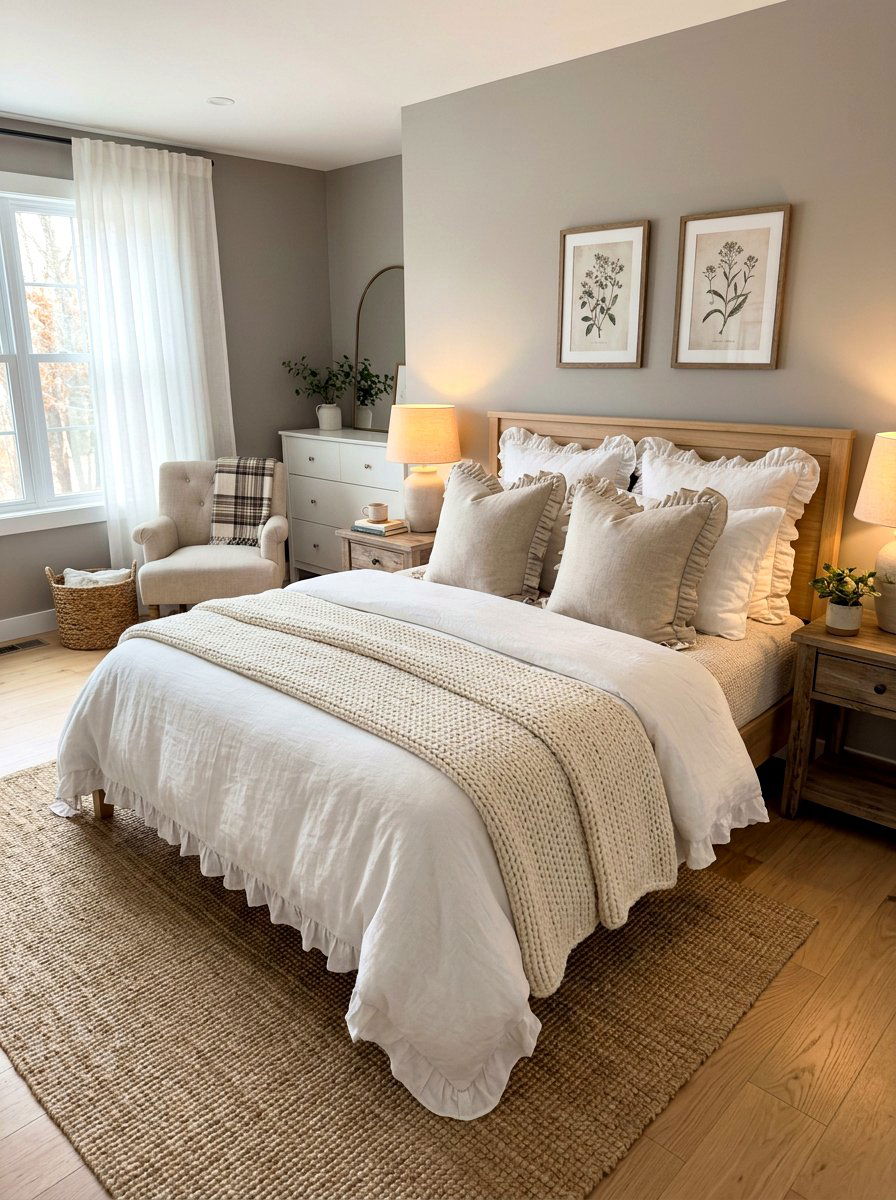 Linen Ruffle Pillow Shams Cozy Bedroom - 30 romantic ruffle bedroom ideas