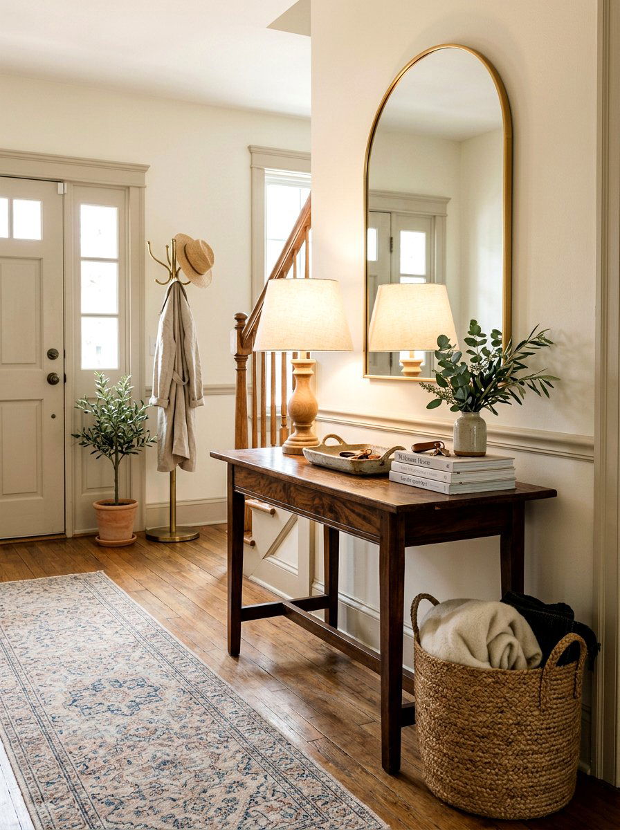 Linen Shade Lamp - 30 console table lamp ideas