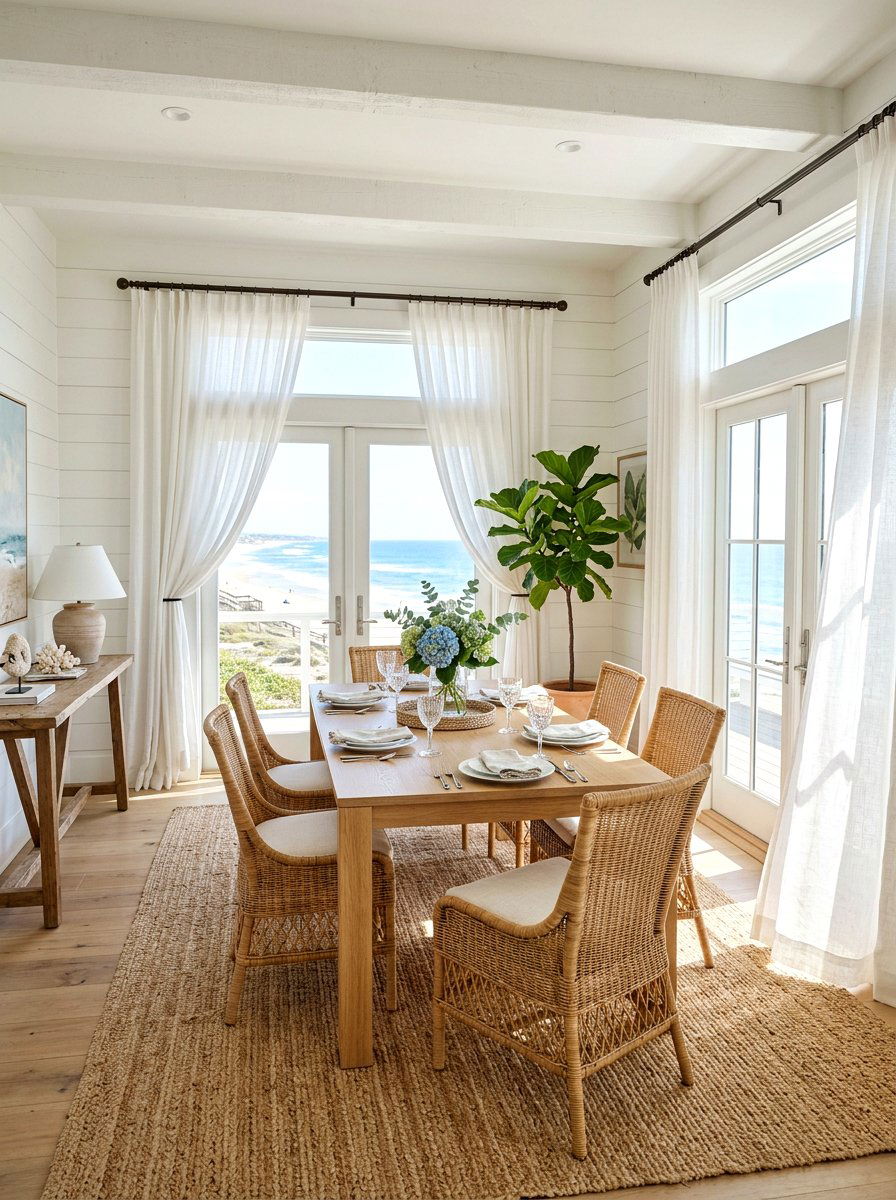 Linen Sheer Dining Curtains - 30 dining room draped curtains ideas