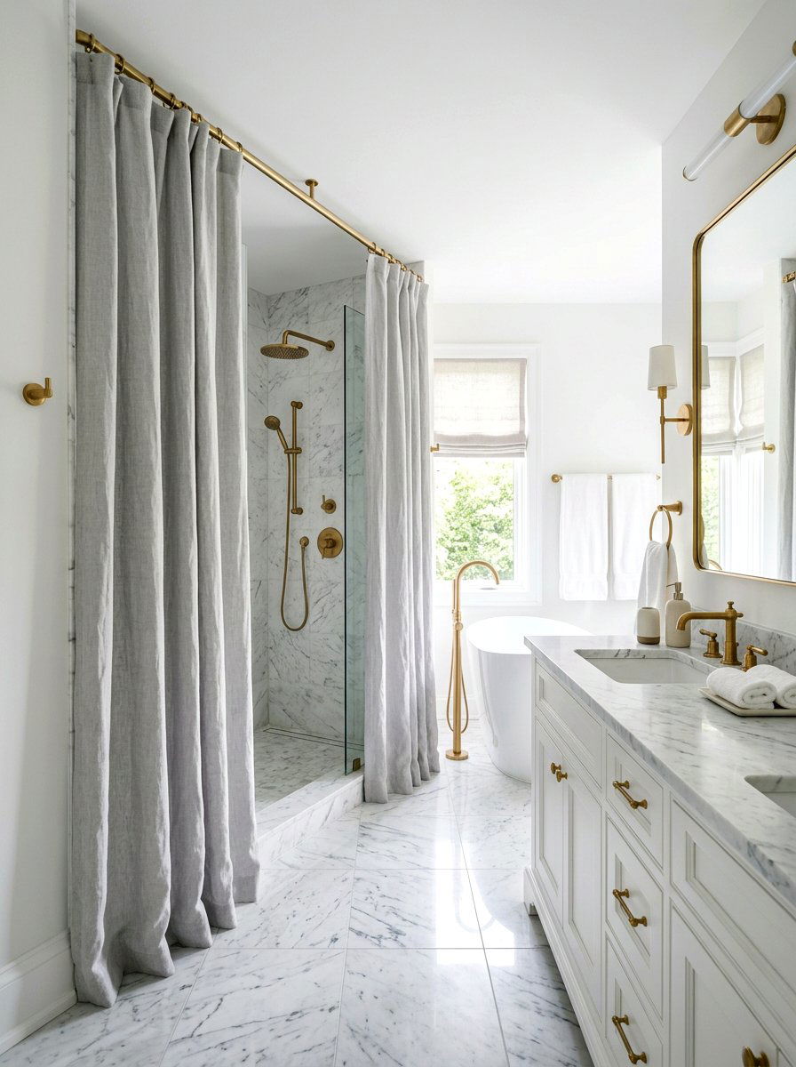 Linen Shower Curtain - 30 nontoxic bathroom ideas